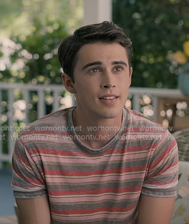 Kyle’s pink stripe tee on Sweet Magnolias