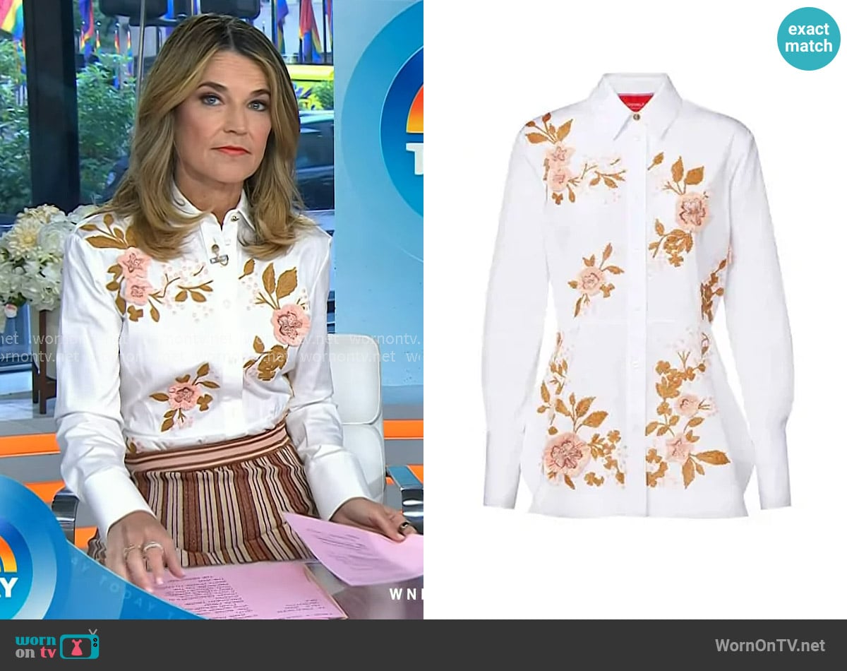 La DoubleJ Iris Embroidered Cotton Poplin Shirt worn by Savannah Guthrie on Today