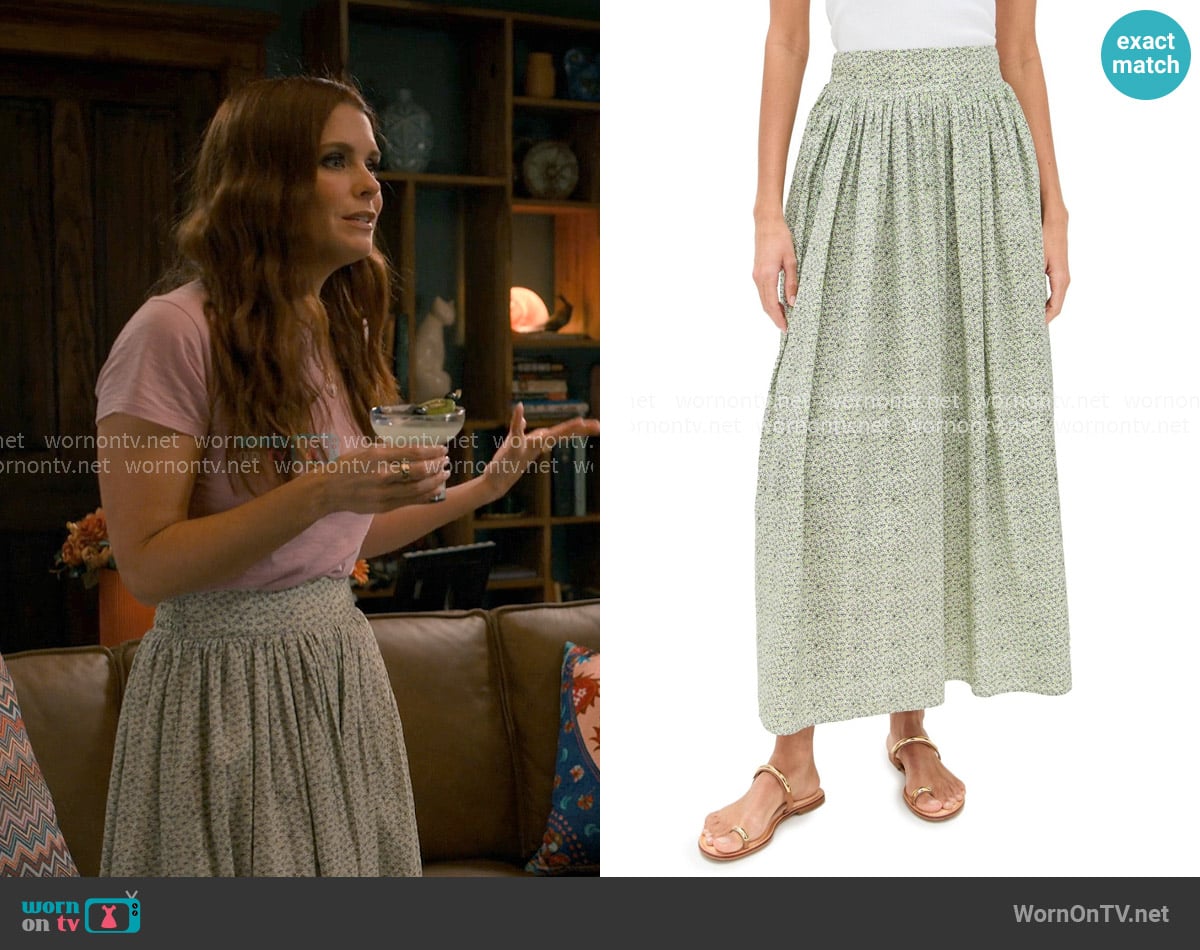 La Maregold Amelia Skirt in Lavender Ditsy Floral worn by Maddie Townsend (JoAnna Garcia Swisher) on Sweet Magnolias