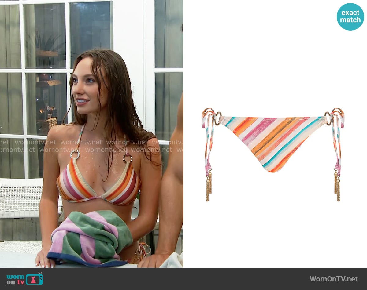 L'Agence Britt Tie-Side Bikini Bottom in Watercolor Stripe worn by Melissa Dylan (Sydney Bullock) on The Bold and the Beautiful