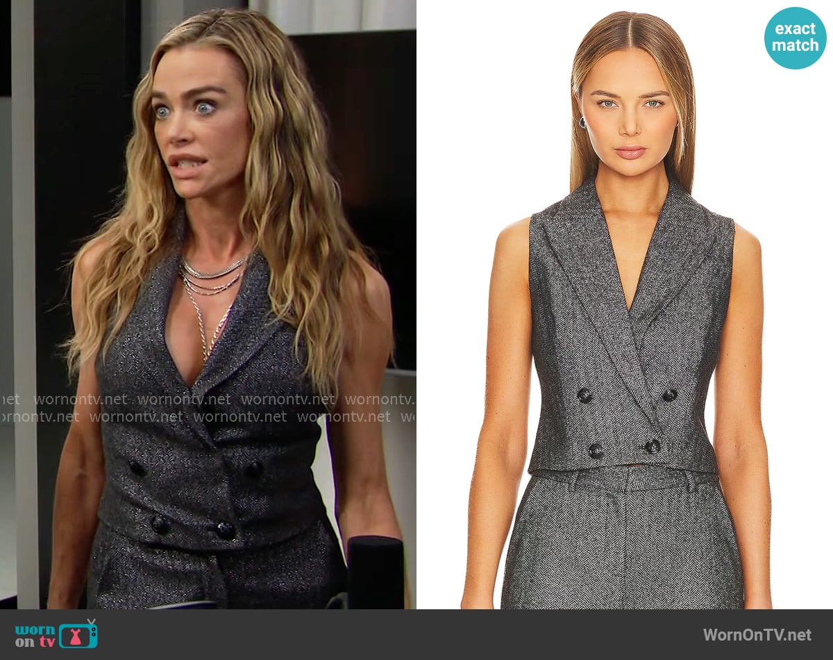 L'Agence Fable Double Breasted Vest in Grey worn by Shauna Fulton (Denise Richards) on The Bold and the Beautiful