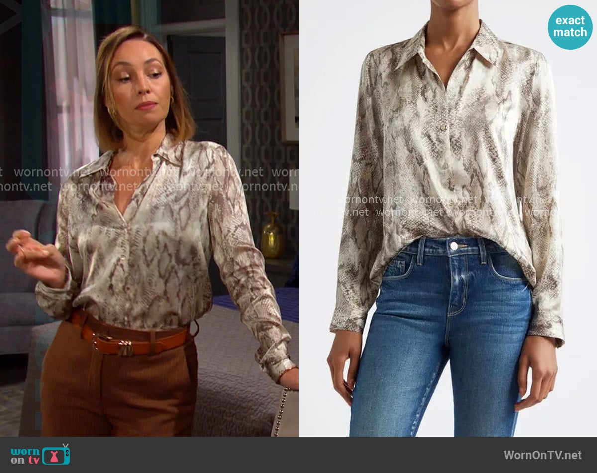 L'Agence Tyler Silk Blouse worn by Gwen Rizczech (Emily O'Brien) on Days of our Lives