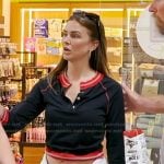 Lala’s black stripe trim henley top on The Valley