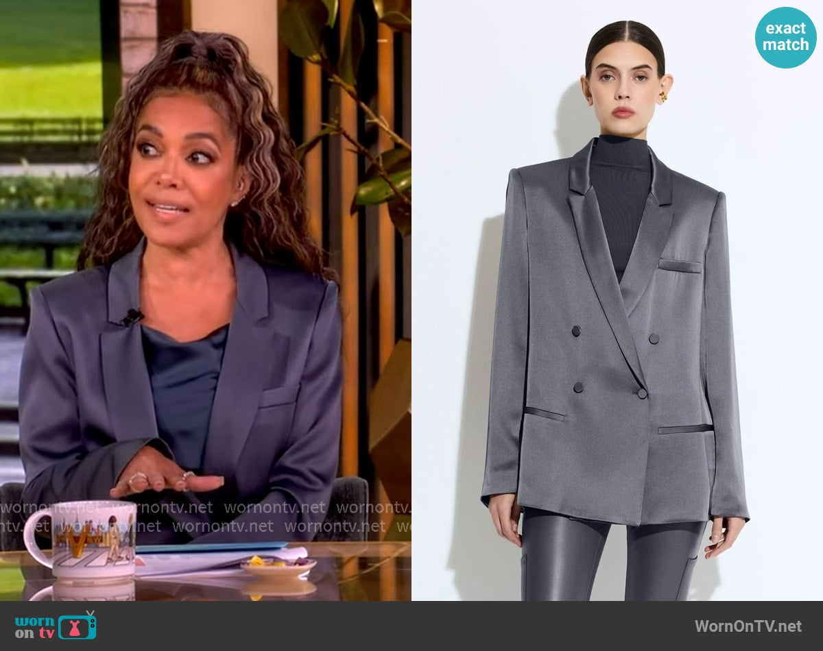LaPointe Satin Blazer worn by Sunny Hostin on The View