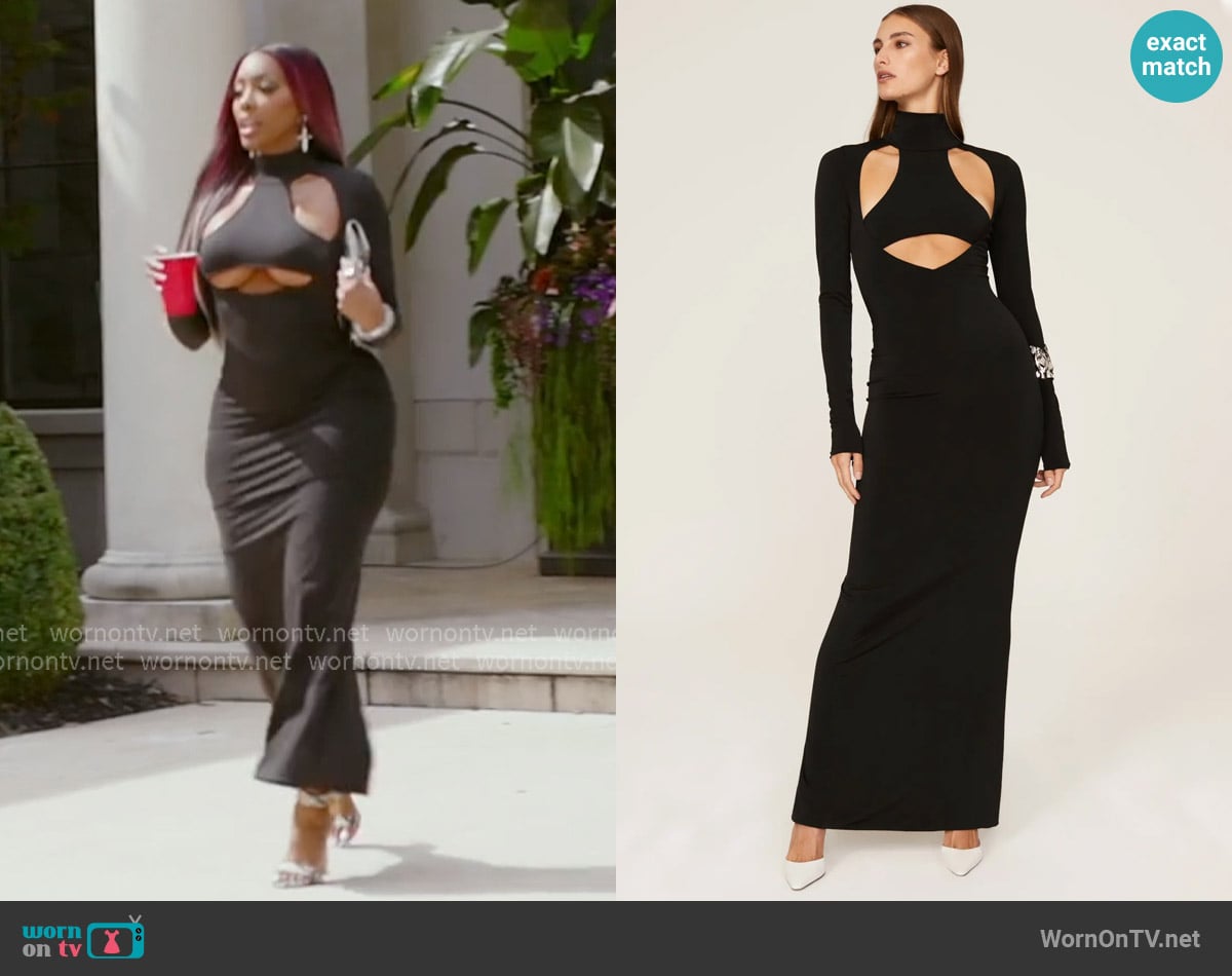 LaQuan Smith Turtleneck Cutout Gown worn by Porsha Williams on The Real Housewives of Atlanta