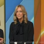 Lara's black back print blouse and polka dot skirt on Good Morning America