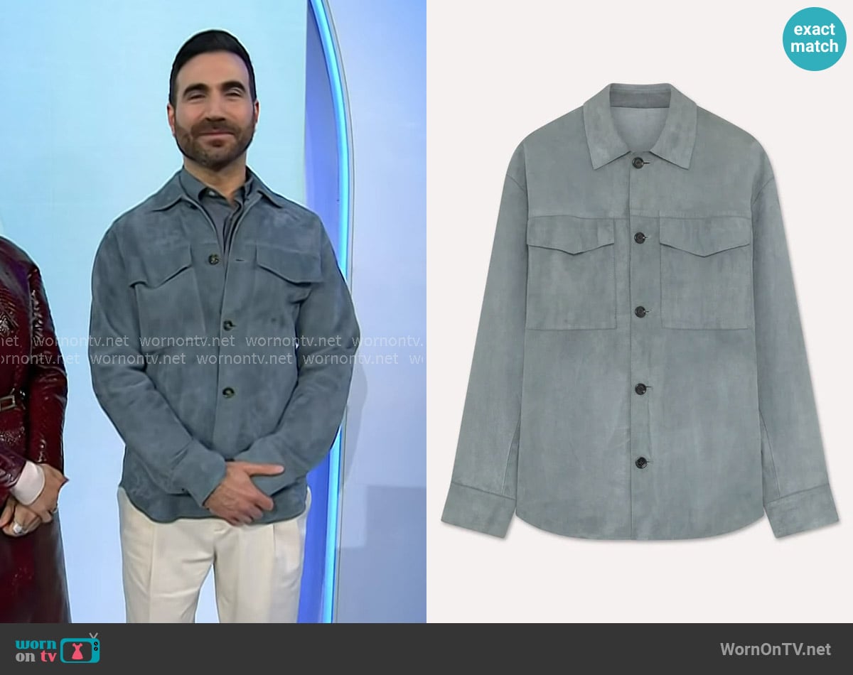 Lardini Goatskin Shirt Jacket in Grey worn by Brett Goldstein on Today