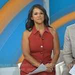 Laura’s red collared vest and pants on Today