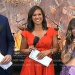 Laura's red v-neck midi dress on Today