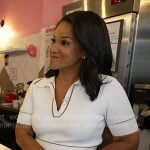 Laura’s white contrast trim knit collared dress on Today