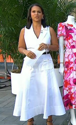 Laura’s white sleeveless dress with patch pockets on Today