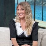 Lauren Caster’s black satin dress on Access Hollywood