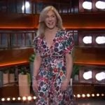 Lauren Tarshis's floral v-neck dress on The Kelly Clarkson Show