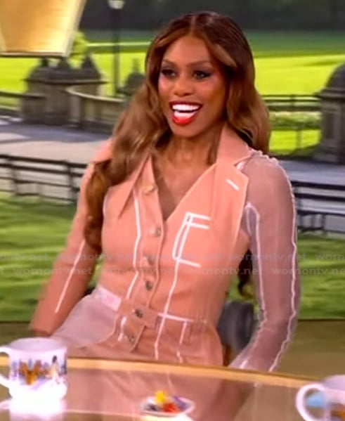 Laverne Cox’s beige leather jacket on The View