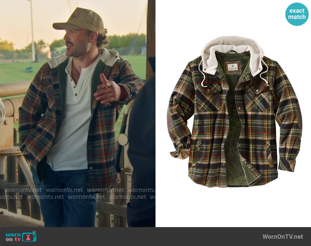Legendary Whitetails Camp Night Berber Lined Hooded Flannel Shirt Jacket worn by Steven McBee Jr on The McBee Dynasty Real American Cowboys
