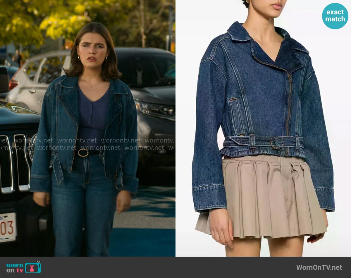 Levis Biker Jacket worn by Hannah Wells (Ella Bright) on Off Campus