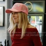 Lexi’s red gathered long sleeve top on In The City