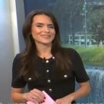 Lilia Luciano’s black button-front mini dress on CBS Mornings
