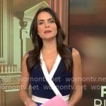 Lilia Luciano’s blue colorblock wrap dress on CBS Mornings