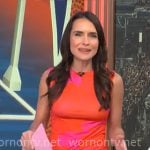 Lilia Luciano's red and pink ruched dress on CBS Mornings