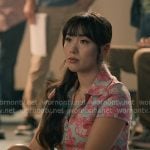 Lily’s blue and pink floral zip polo on Sweet Magnolias