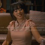 Lily’s pink ice-cream print top and bow strap mini dress on Sweet Magnolias
