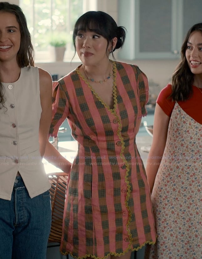 Lily’s pink plaid mini dress on Sweet Magnolias