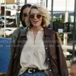 Lindsay’s brown leather jacket on In The City
