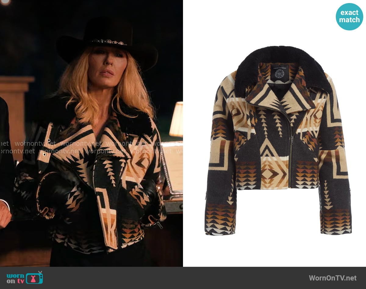 Lindsey Thornburg Harding Shearling Collar Vera Aviator worn by Beth Dutton (Kelly Reilly) on Dutton Ranch