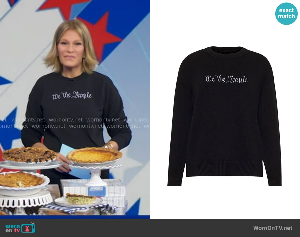 Lingua Franca We the People Constitution Edition Crewneck in Black worn by Tory Johnson on Good Morning America