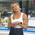 Liz Plosser’s white tank and denim bermuda shorts on Today