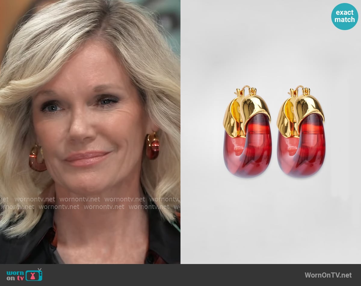 Lizzie Fortunato The Organic 24K Gold Plated Wine Hoop Earrings worn by Ava Jerome (Maura West) on General Hospital