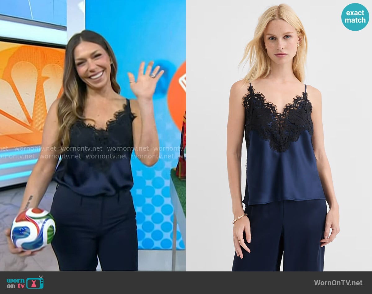 Melissa’s navy lace trim cami on Today