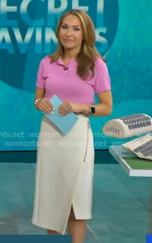 Lori’s white asymmetric skirt on Good Morning America