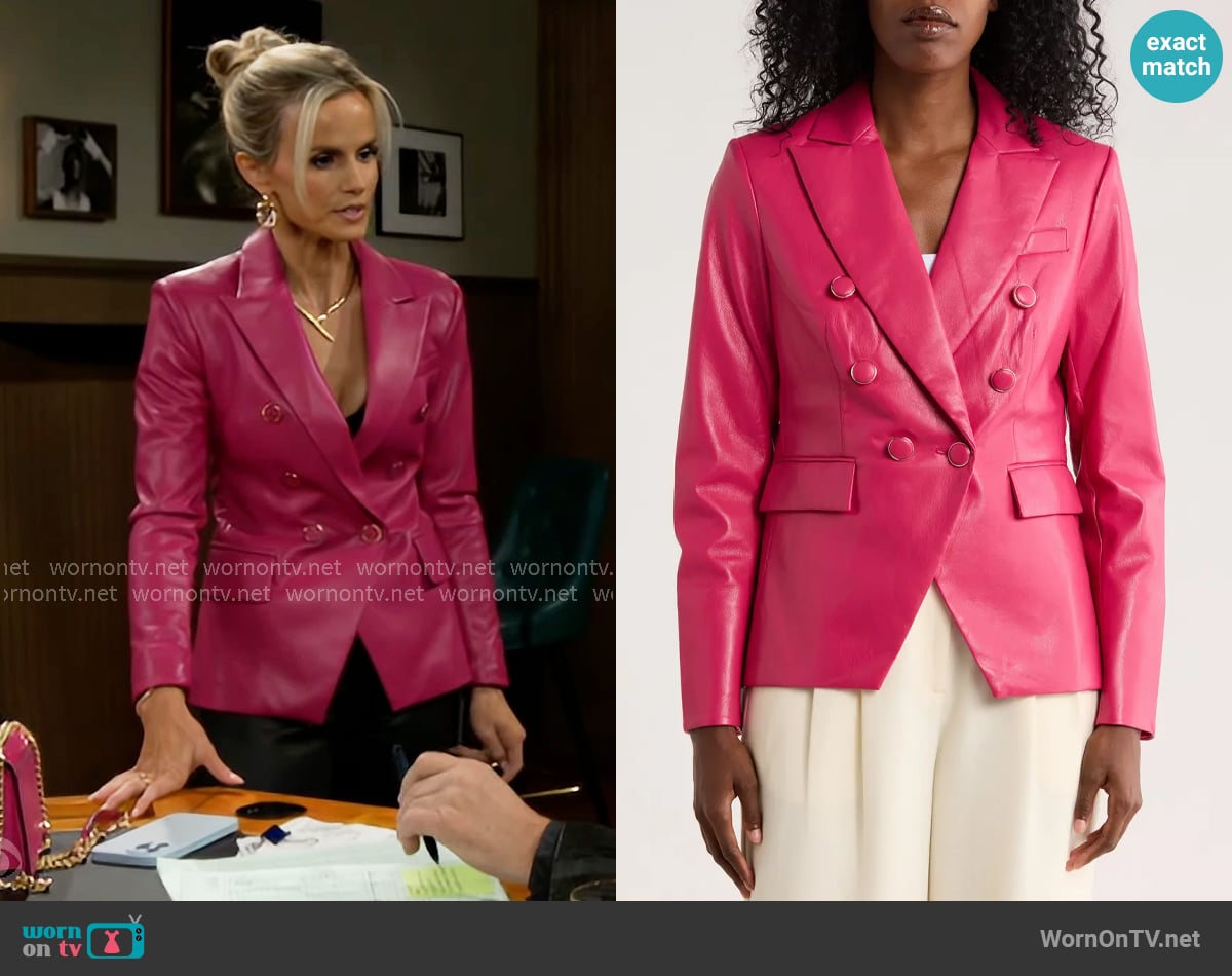 Love Token Nellie Faux Leather Blazer worn by Vanessa McBride (Lauren Buglioli) on Beyond the Gates