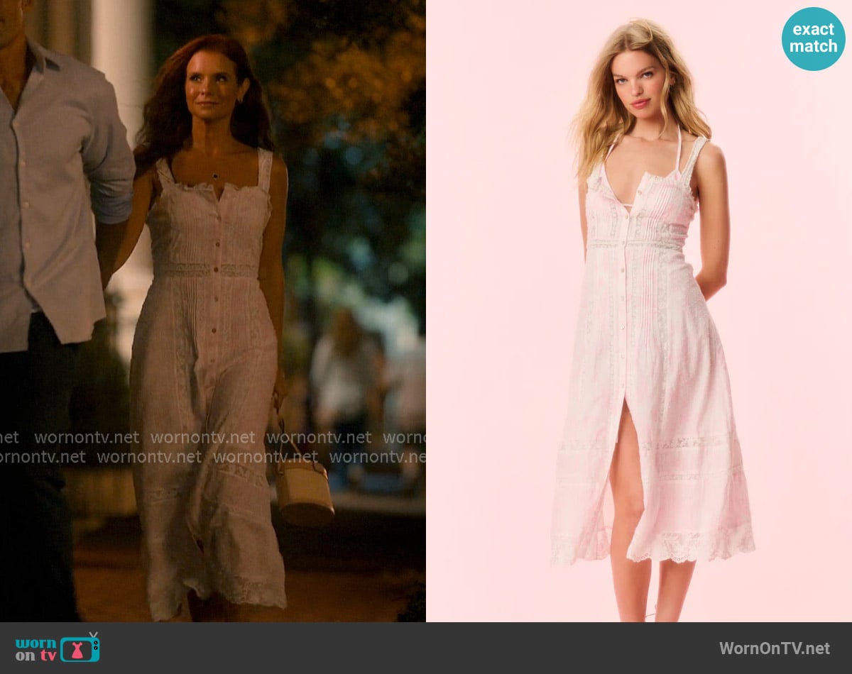 LoveShackFancy Judalon Cotton Midi Dress worn by Maddie Townsend (JoAnna Garcia Swisher) on Sweet Magnolias