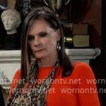 Lucy's red side ruffle dress and floral sling on General Hospital