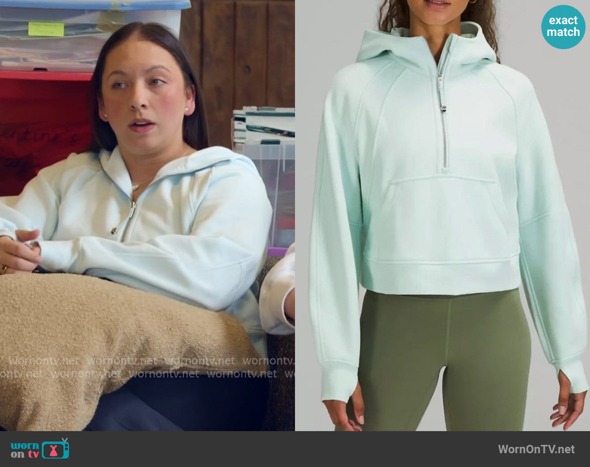 Lululemon Scuba Zip Hoodie in Mint Green worn by Alli Ventresca on The McBee Dynasty Real American Cowboys