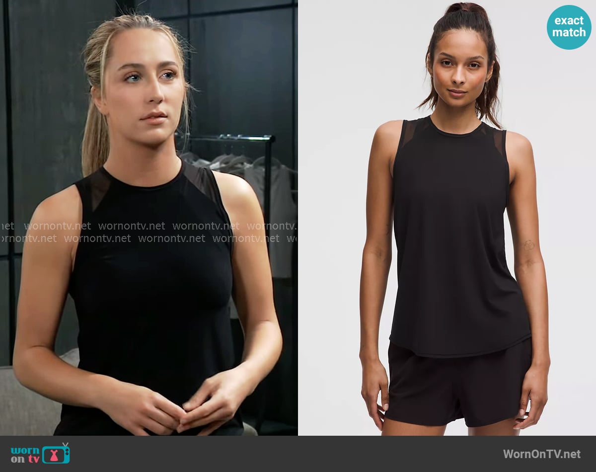 Lululemon Sculpt Tank Top in Black worn by Josslyn Jacks (Eden McCoy) on General Hospital