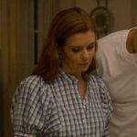 Maddie’s blue check short sleeve shirt on Sweet Magnolias