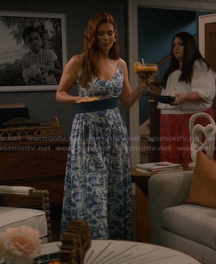 Maddie’s blue floral print dress on Sweet Magnolias