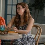 Maddie's blue floral print maxi dress on Sweet Magnolias