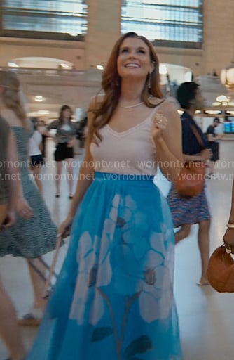 Maddie’s blue floral sheer skirt on Sweet Magnolias