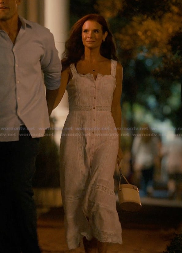 Maddie’s floral lace inset dress on Sweet Magnolias