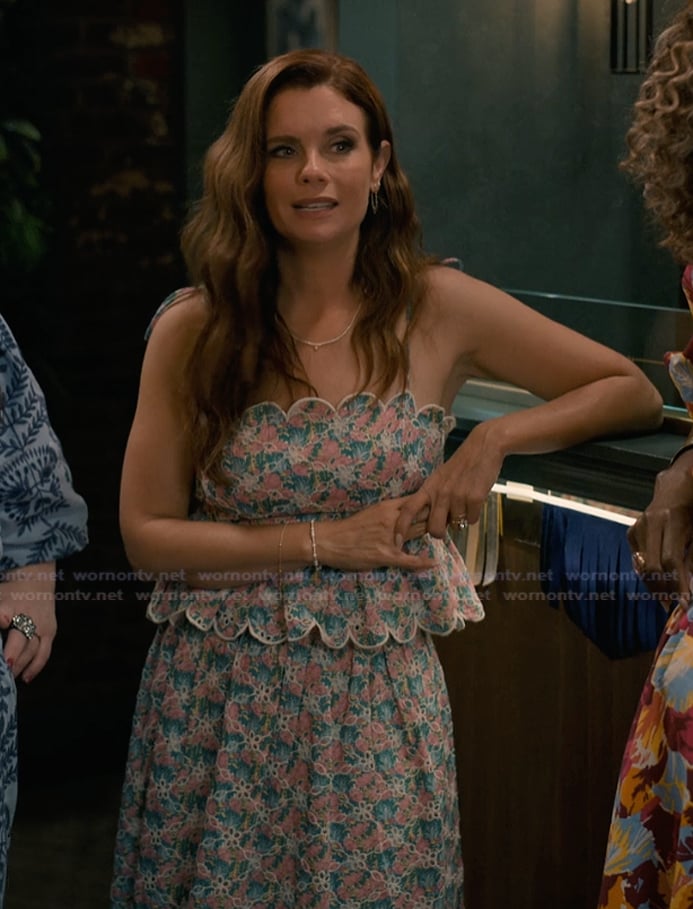 Maddie’s floral scalloped top and skirt on Sweet Magnolias