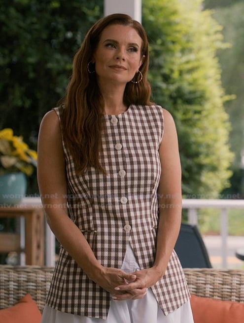 Maddie’s gingham check vest on Sweet Magnolias
