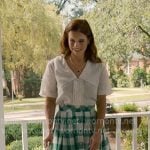 Maddie’s white scalloped top and green check skirt on Sweet Magnolias