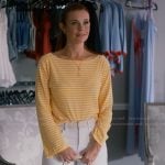 Maddie’s yellow stripe top on Sweet Magnolias