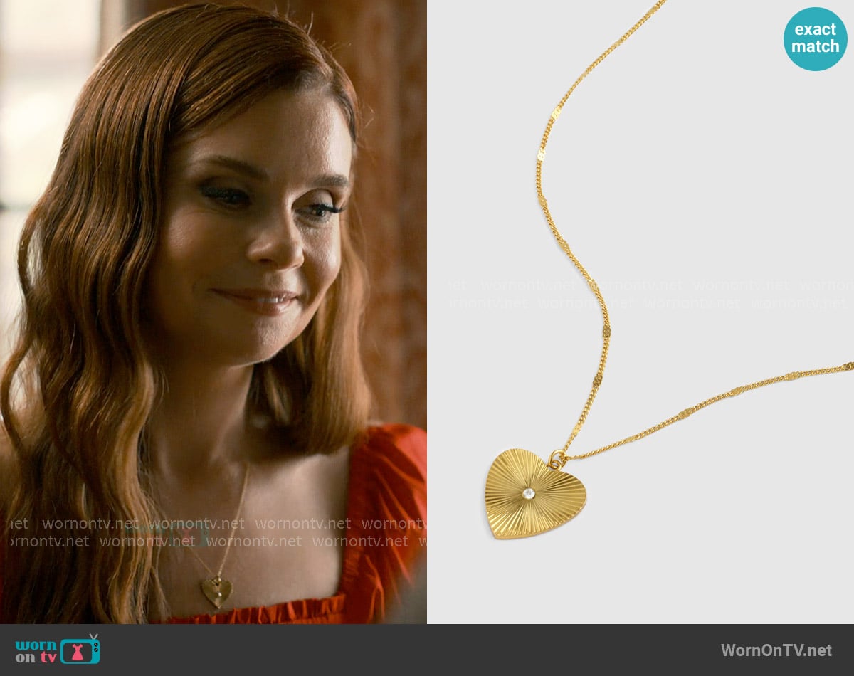 Madewell Engine Turned Heart Pendant Necklace worn by Maddie Townsend (JoAnna Garcia Swisher) on Sweet Magnolias
