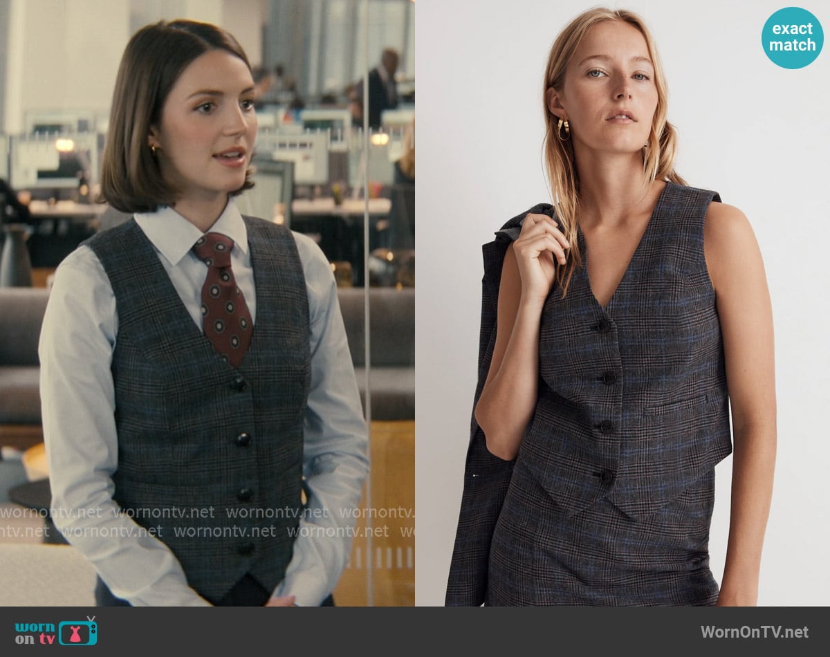Madewell Wool-Blend Suiting Vest worn by AJ Pascarelli (Ella Hunt) on Not Suitable For Work